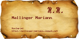 Mallinger Mariann névjegykártya